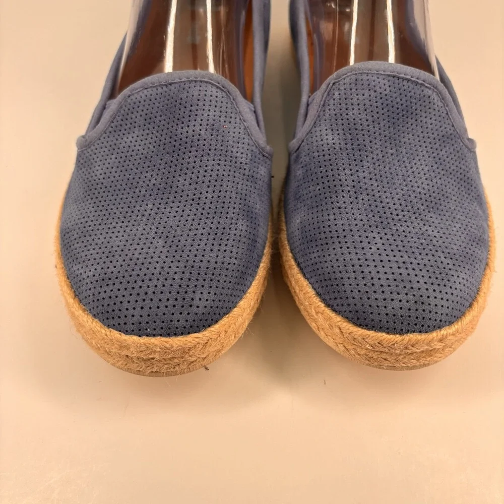 Clarks Azella Major Women's 11M Blue Suede‎ Perforated Espadrille Slip-On Flats